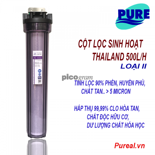 Cột lọc nước sinh hoạt 500l/h (Vỏ ly Taiwan I)